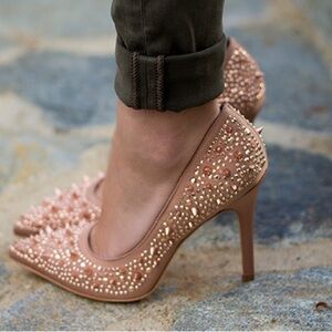Sam Edelman Pixie Rose Gold Spiked Heels